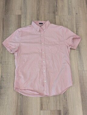 J. Crew Pink Short-Sleeve Button-Down Shirt with Micro Dot